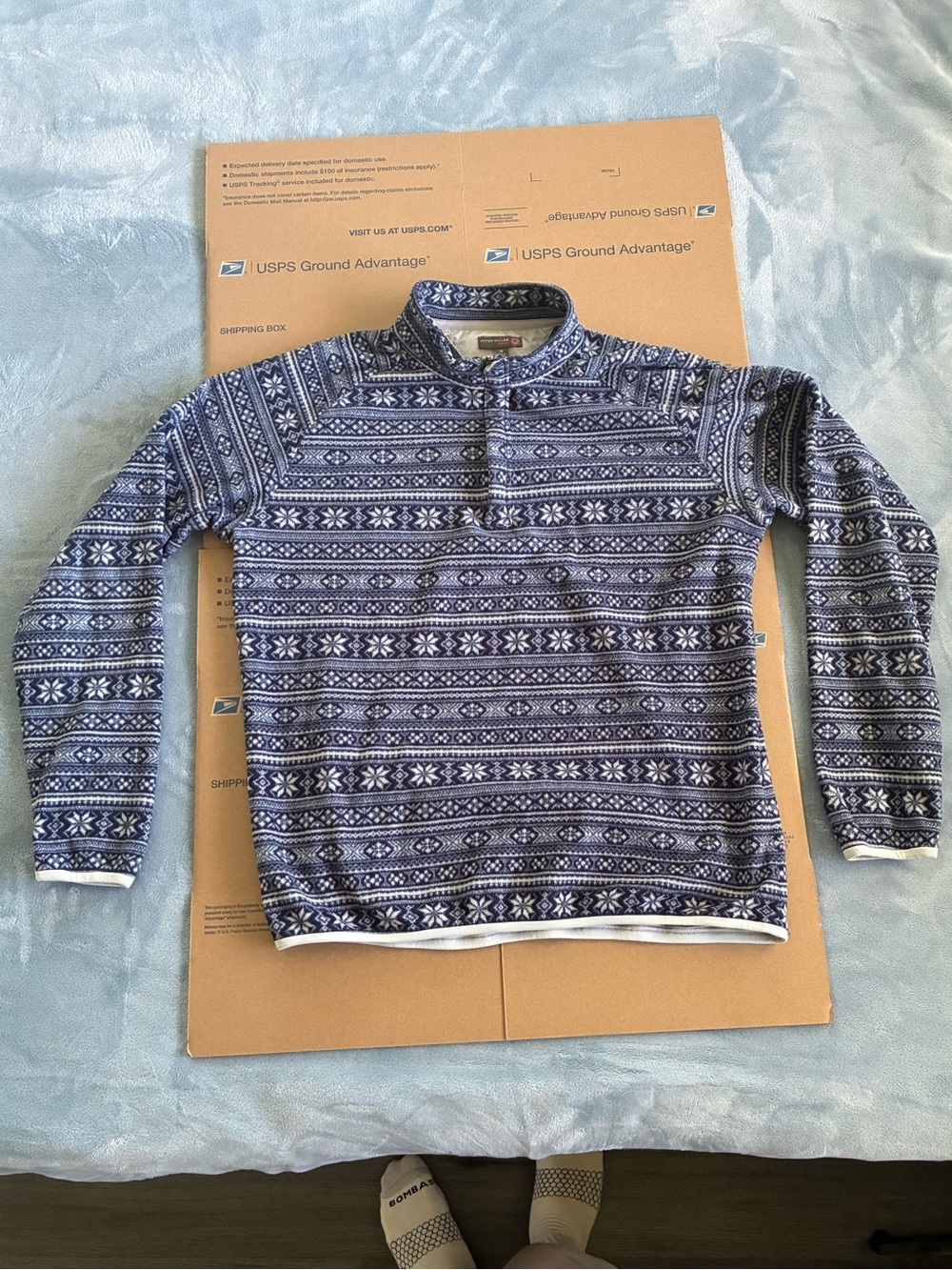Peter Millar Warmth Fleece Quarter Zip Medium Men's Navy Blue Golf Pullover EUC